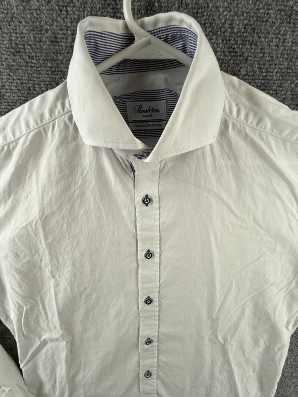 Stenstroms White Button Up Shirt Men Cotton Long Sleeve Slimlime 15.75 (40)